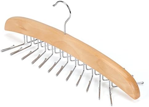 EZOWare 2 PC Belt Tie Hanger Racks, 24 Clip Hook Wooden Holder with 360 Degree Rotating for Hanging Storage Organizer, Men Closet Accessory, Women Tank Top, Scarves, Bras, Camisoles - Beige - Image 6