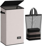 SOLEDI 100L Laundry Hamper with Lid, Large Collapsible Laundry Basket by SOLEDI