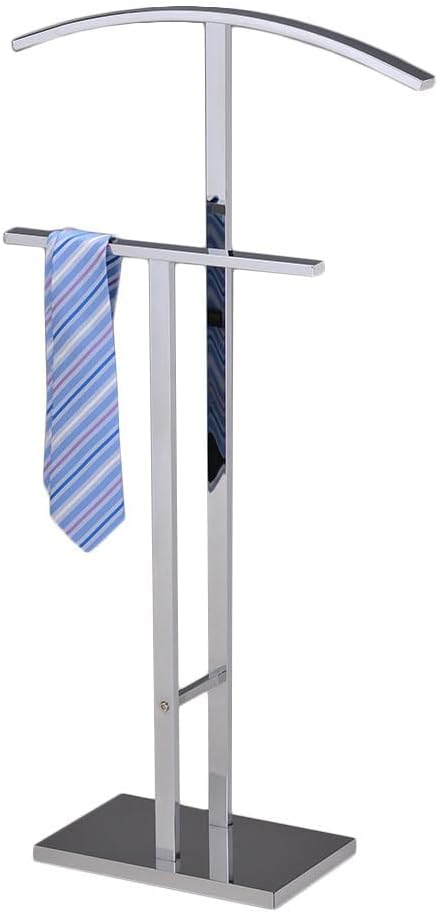 KB Designs - Metal Suit Valet Stand Clothing Organizer, Clothes Rack, Jacket Hanger, Tie Hanger (Chrome) - Image 2