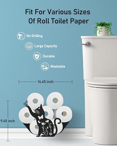Cat Toilet Paper Holder Stand, Cute Decorative Toilet Paper Storage - Image 3