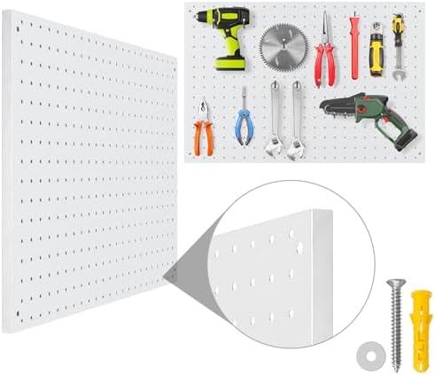 Peg Board, 2 Pack Metal Pegboard Panels White Pegboards Wall Organizer with Frame Large Heavy Duty Peg Board with Hooks for Walls Home, Garage Tool Storage, Office, Craft Room, Kitchen 24”×16” - Image 2