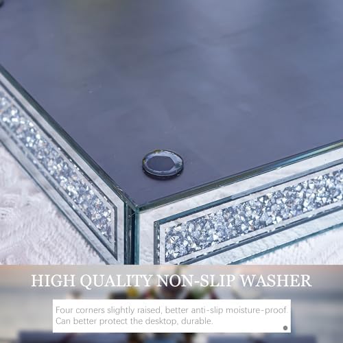 Crush Diamond Mirror Perfume Tray, Silver Glass Mirror Trays for Vanity - Image 5