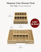 Expandable Utensil Drawer Organizer for Silverware,Bamboo 12 Slot - Image 2