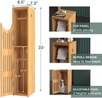 AmazerBath Toilet Paper Storage Cabinet Bamboo, Toilet Paper Holder with Storage for Small Spaces, Slim Bathroom Storage Cabinet, 33x7.3x6.5 Inches - Image 4