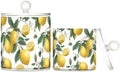 Lemon Slice Flowers Qtip Holder Waterproof Dustproof Apothecary Jars with Lids For Bathroom Cotton Swabs Makeup Sponges Floss Picks Bath Salts 2 Pack by Tatenale