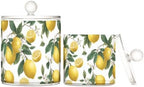 Lemon Slice Flowers Qtip Holder Waterproof Dustproof Apothecary Jars with Lids For Bathroom Cotton Swabs Makeup Sponges Floss Picks Bath Salts 2 Pack by Tatenale