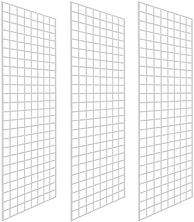 Commercial Grade Gridwall Panels – Heavy Duty Grid Panel for Any Retail Display, 2’ Width x 6’ Height, 3 Gridwall Panels Per Carton (White Finish) by Home