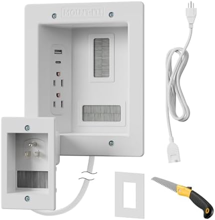 Mount-It in-Wall TV Cable Management Kit, USB-C, Dual Outlet, Cord Hider by Mount-It