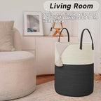 JMvicyroam 60L Cotton Rope Laundry Basket Hamper, White and Black - Image 3