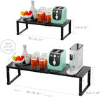Expandable Spice Rack Kitchen Cabinet Shelf Organizer, Stackable Storage Shelves Racks, Adjustable Counter Shelving for Cabinets, Countertop, Cupboard,Pantry and More(2Packs/Black/Large) - Image 6