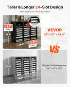 VEVOR Literature Organizers, 24 Compartments Office Mailbox with Adjustable Shelves, Wood Literature Sorter 29x12x24.4 inches for Office, Home, Classroom, Mailrooms Organization, EPA Certified Black - Image 3