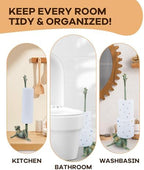 16.5" Golden-Green Frog Paper Towel Holder for Bathroom & Kitchen - Whimsical Cast Iron Free Standing Paper Roll Holder, Decorative Toilet Paper Stand with Weighted Base - Image 4
