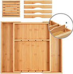 Wencrfat Silverware Drawer Organizer with Removable Knife Block and Dividers, Expandable Bamboo Kitchen Drawer Organizer, Flatware Utensil Cutlery Organizer for Drawer 8 Compartments - Image 4