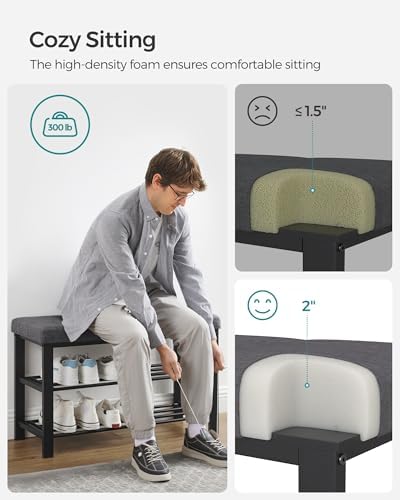 SONGMICS Shoe Bench, Storage Bench, Entryway Bench with Cushion - Image 5