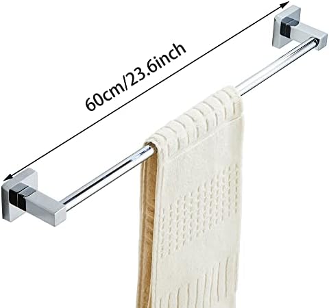 Chrome Bathroom Hardware Set 4 Pieces,Bathroom Accessories Set Stainless Steel Wall Mounted, Hand Towel Bar, Towel Ring, Robe Towel Hooks,Toilet Paper Holder,Towel Bar Set, 23.6 Inch - Image 2