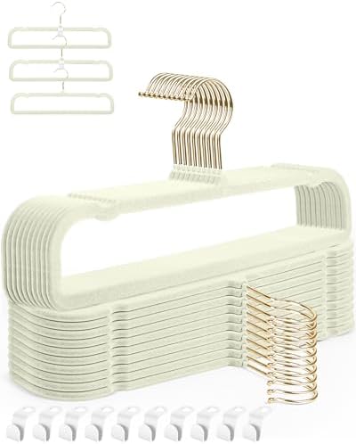 Felt Hangers White Velvet Hangers, Thin Pants Hangers 20 Pack, Adult Hanger by HGYZE