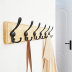 Dseap Coat Rack Wall Mounted - 24" Long 6 Tri Hooks, Heavy Duty Wooden Wall Coat Hanger Coat Hook for Clothes Hat Jacket Clothing, Weathered Light Natural and Black, Pack of 2 - Image 5