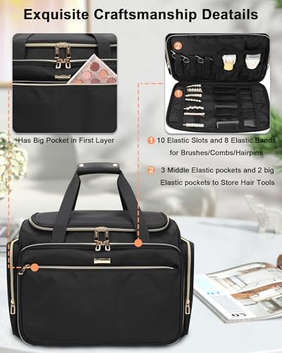 MONSTINA Hairstylist Travel Bag, Extral Large Hairdressing Bag Hair Tools Travel Case with Adjustable Dividers Professional Beauty Hairdresser Accessories Bags for Barber Heat Insulation - Image 4