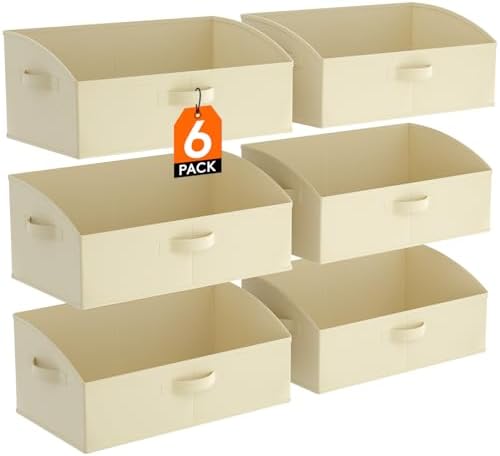 Lifewit Trapezoid Closet Storage Bin for Shelf, 6 Packs 23L, Beige by Lifewit