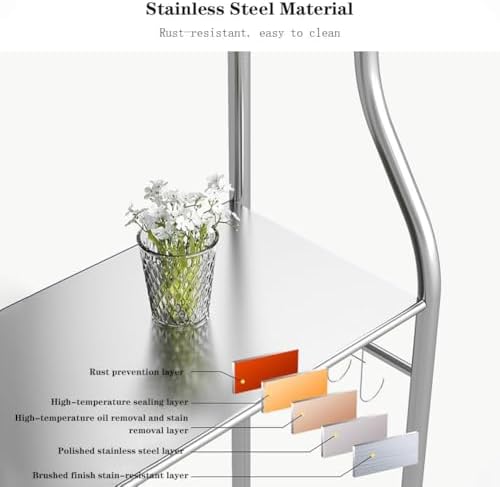 3-Tier Over The Toilet Storage, Freestanding Metal Bathroom Shelves, Above Toilet Storage Rack with Hooks and Paper Holder, Space-Saving, for Bathroom Restroom Laundry, White - Image 6
