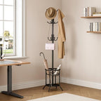 ELYKEN Coat Rack Freestanding, Metal Coat Rack with Umbrella Holder - Image 7