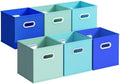 Stero Fabric Storage Cubes Bins, 13 inch Fun Colored Foldable Storage Baskets with Dual Plastic Handle for Home, Kids Room, Closet and Toys Organization, Multi Colored, Set of 6 by Stero