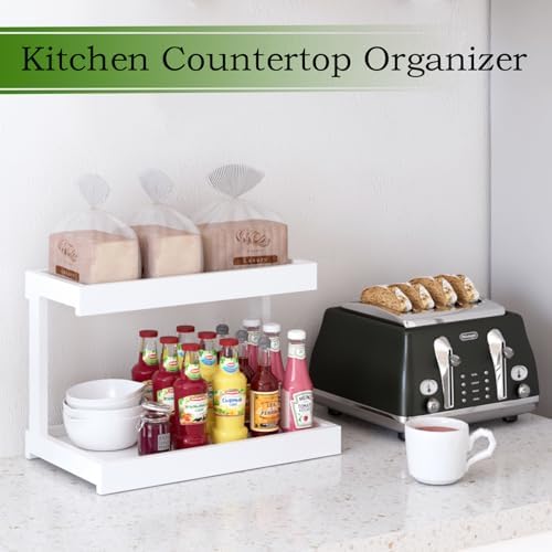 MARTY Counter Shelf Organizer, 2 Tier Spice Rack for Countertop, White - Image 3