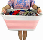 SAMMART 41L (10.8 gallon) Collapsible Plastic Laundry Basket - Foldable Pop Up Storage Container/Organizer - Portable Washing Tub - Space Saving (Grey/Quartz Pink, Rectangular) - Image 5