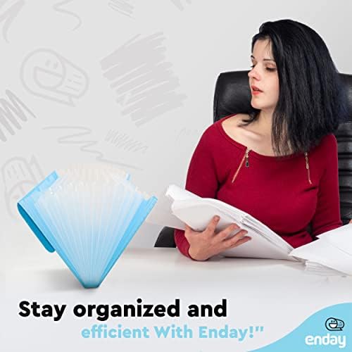 Accordion File Organizer, 13 Pocket Expanding File & Cover Folder with Labels, Plastic Portable Desktop Supplies Letter A4 Paper in Blue, Red, Green, Pink, Purple, Grey, Multicolor, (6 Pc) –By Enday - Image 6