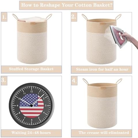 Boho Hamper Tall Woven Laundry Basket 80L Large - Image 7