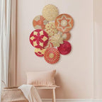 Tatuo 11 Pcs Boho Wall Basket Decor Woven Wall Hanging Art, Pink - Image 6