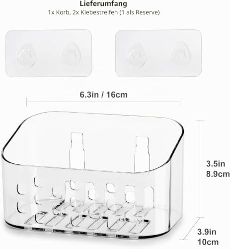 Ettori Shower Caddy, No Drilling Wall Mounted Bathroom Shelf Organizer (Transparent) - Image 2