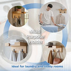 Solid Wood Ironing Board Hanger Wall Mount - Laundry Room Organization & Storage - Wooden T Shaped Leg Iron Board Holder Cabinet - Laundry Room Decor Accessories - Handheld Garment Steamer Iron Holder - Image 6