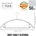 MIZGI Plastic Hangers 50 Pack, Patented Rounded Shoulder Sweater Hangers - Image 4