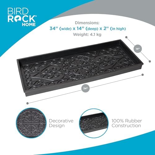 BIRDROCK HOME Large Rubber Boot Tray, Black, 34x14in - Image 3
