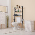 MyGift 3 Tier Over The Toilet Storage, Freestanding Bathroom Organizer Shelf, Above Toilet Rack with Removable Magazine Holder Basket, Black Metal Cabinet for Laundry Space Saver, 26.4x7.8x63.6 Inch - Image 4