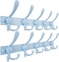 Dseap Coat Rack Wall Mount, Heavy Duty 12-Gauge Base vs Flimsy 1mm, Double-Thick Solid Anti-Snap Hooks, 16” Stud-Mount, Stainless Steel Hanger for Clothes Hat Entryway Closet, Blue, Pack of 2 by Dseap