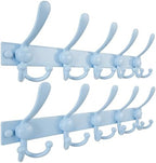 Dseap Coat Rack Wall Mount, Heavy Duty 12-Gauge Base vs Flimsy 1mm, Double-Thick Solid Anti-Snap Hooks, 16” Stud-Mount, Stainless Steel Hanger for Clothes Hat Entryway Closet, Blue, Pack of 2 by Dseap