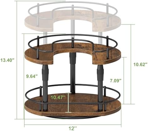 Across-Star Lazy-Susan-Spice-Rack -Organizer For Cabinet With Adjustable Height, 12 inch Rotating Seasoning Holder Spice Organization For Pantry, 2-Tier Kitchen Counter Shelf Countertop Organizer - Image 5