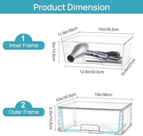 Vtopmart 8 Pack Large Clear Stackable Storage Drawers for Closet, Pantry - Image 3