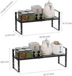 Multi-Functional Metal Shoe Rack,Expandable Adjustable Stackable Kitchen Organizer,Metal Shelf risers for cabinets, Kitchens and Closet, Bathroom(2Packs/Black/Medium) - Image 6