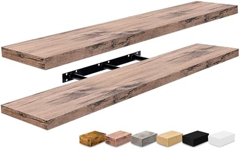 Sorbus Floating Shelves for Wall Storage (48 Inch, 2 Pack, Mahogany) - Image 7