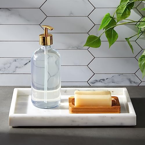 Juvale Large Marble Vanity Tray - Jewelry & Cosmetic Organizer with Drawer Organizer - Bathroom Display with Soap Tray - Home Accent Piece with Marble Decor - 11.7 x 7.7 x 1.1 in White (Pack of 6) - Image 3