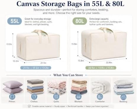 Soft Canvas Storage Bags for Comforter Bedding, Blankets, Quilt, Pillows - Image 2