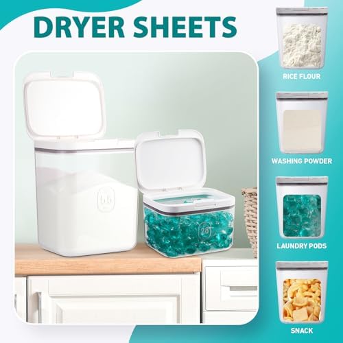 Large Capacity Laundry Powder Container With Pop-Up Lid, 5.5L and 2.8L - Image 4