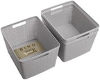 BINO | Woven Plastic Basket | Large (Natural Grey), 3-Pack | THE JUTE COLLECTION | Home Organization, Space - Saving Storage, Stylish Design | Jute Basket | Plastic Storage Basket by BINO