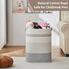 AINUOQI Laundry Basket with Handles - Blanket Basket & Hampers for Bedroom Aesthetic, Laundry Hamper & Blanket Storage for Living Room, Clothes Hamper, Tall, Large 17" x 14" x 22”, Grey & White - Image 7