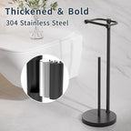 RARXTR Toilet Paper Holder Stand, Post Pivoting Design Free Standing Toilet Paper Holder with Storage for 4 Rolls, SUS304 Stainless Steel Tissue Holder with Reserve, Heavy-Duty Base (Matte Black) - Image 6