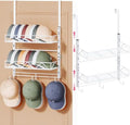 SWTYMIKI Over Door Hat Organizer - 3 Tier Wall Mounted Hat Rack with 2 Adjustable Metal Basket and 3 Hooks, Hanging Baseball Cap Organizer Storage Holds up to 29 Caps for Door, Bedroom, Closet by SwtyMiki-TidyHomeSweetLife