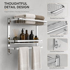 CAXIMSY Towel Rack for Bathroom with 3 Tier Shelf Double Bar Hook (Silvery) - Image 4